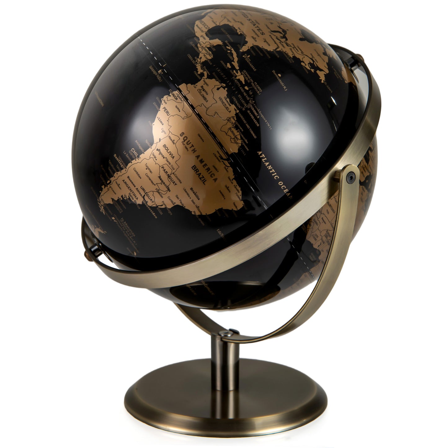 9-Inch Metallic World Globe, Golden Metal Stand, Black Learning Toys at Gallery Canada