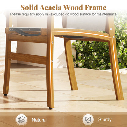Ensemble de salle à manger en bois d'acacia de 9 pièces avec table de 80" et fauteuils en tissu, jaune