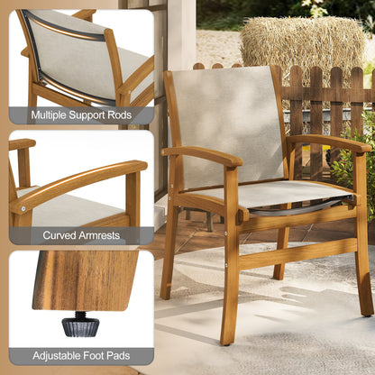 Ensemble de salle à manger en bois d'acacia de 9 pièces avec table de 80" et fauteuils en tissu, jaune