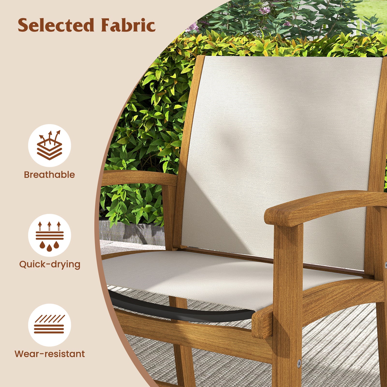 9 Pieces Outdoor Acacia Wood Patio Dining Set for 6-8, Beige Patio Dining Sets at Gallery Canada