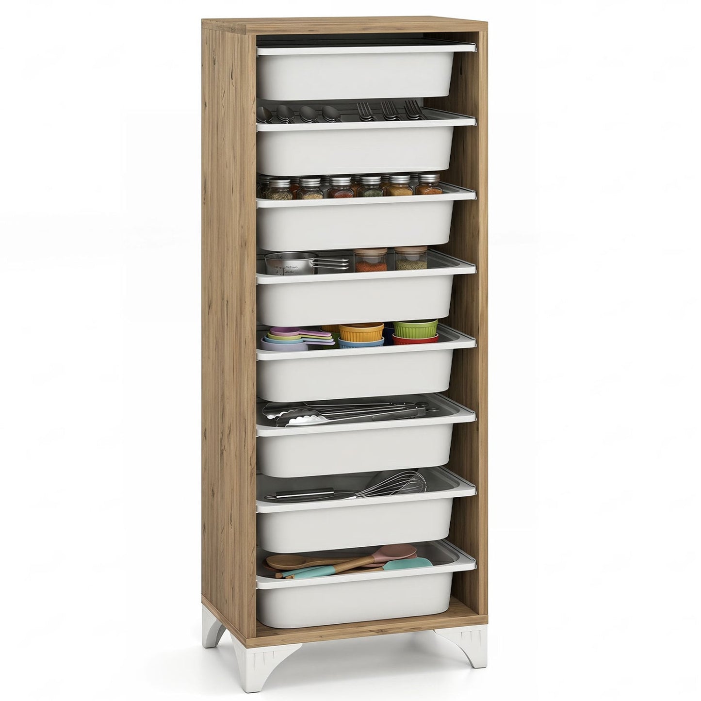 9-Tier Fruit and Vegetable Storage Rack Freestanding Wooden Pantry Organizer Cabinet Sideboards Cabinets & Buffets at Gallery Canada