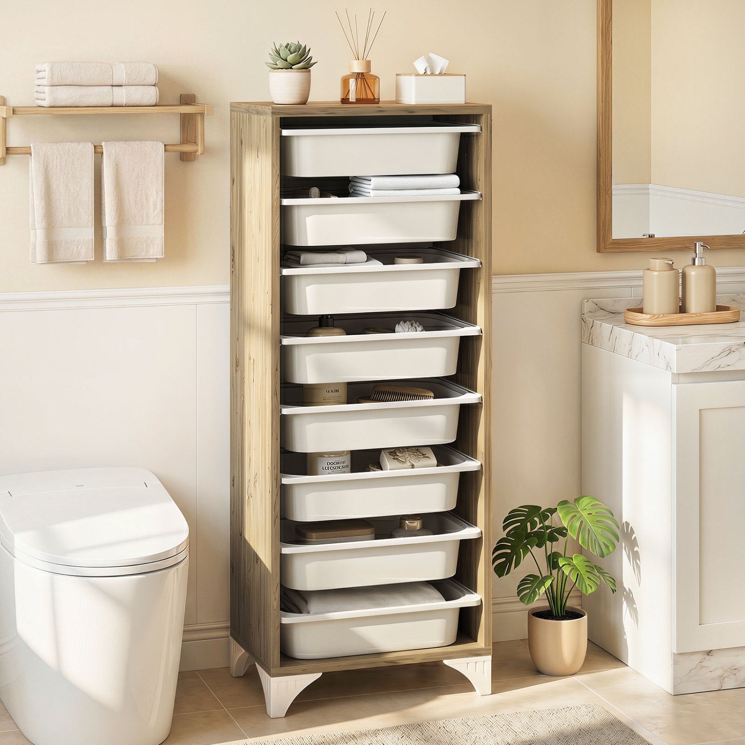 9-Tier Fruit and Vegetable Storage Rack Freestanding Wooden Pantry Organizer Cabinet Sideboards Cabinets & Buffets at Gallery Canada