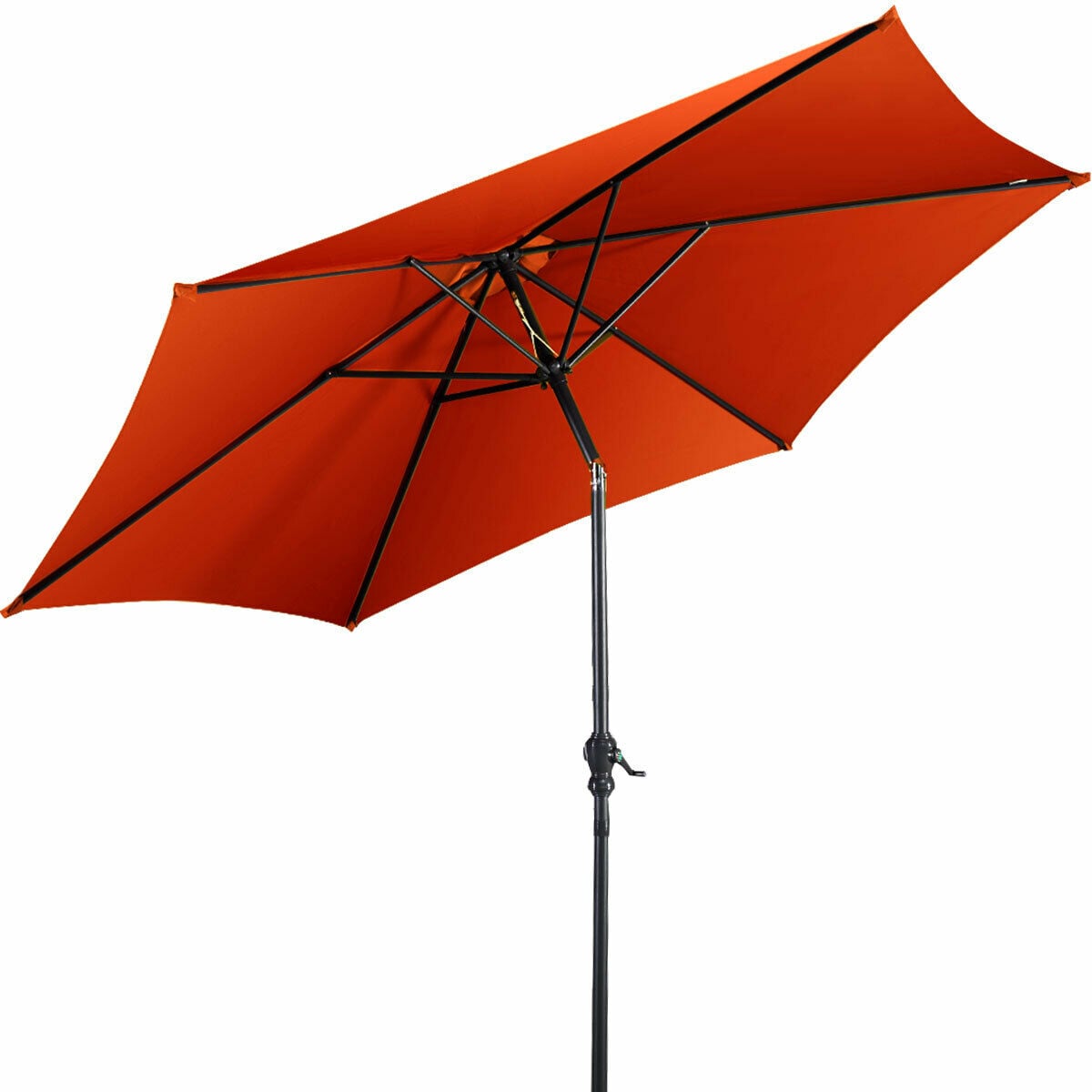 9ft Patio Market Table Umbrella, Push Button Tilt Crank, Orange Outdoor Umbrellas at Gallery Canada