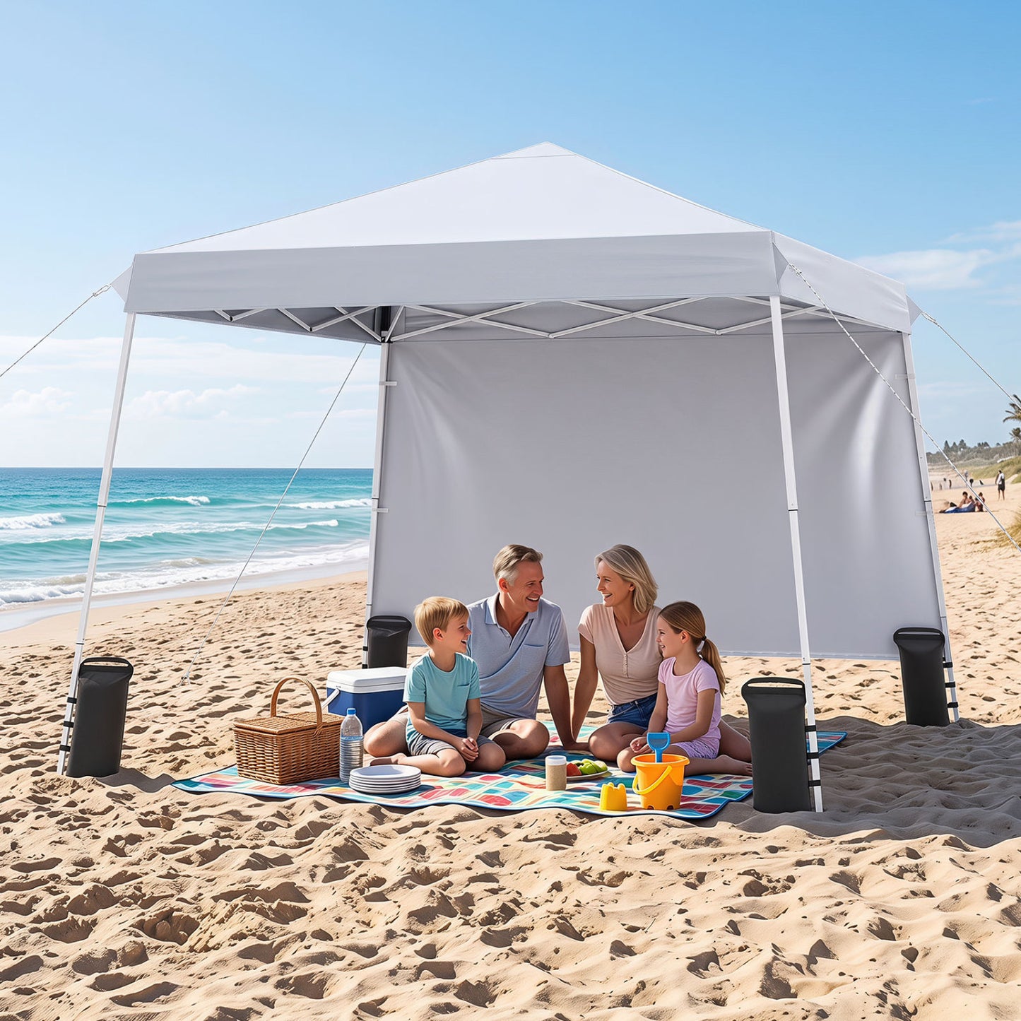 9 Ft x 9 Ft Pop Up Canopy Tent with Carry Bag, White