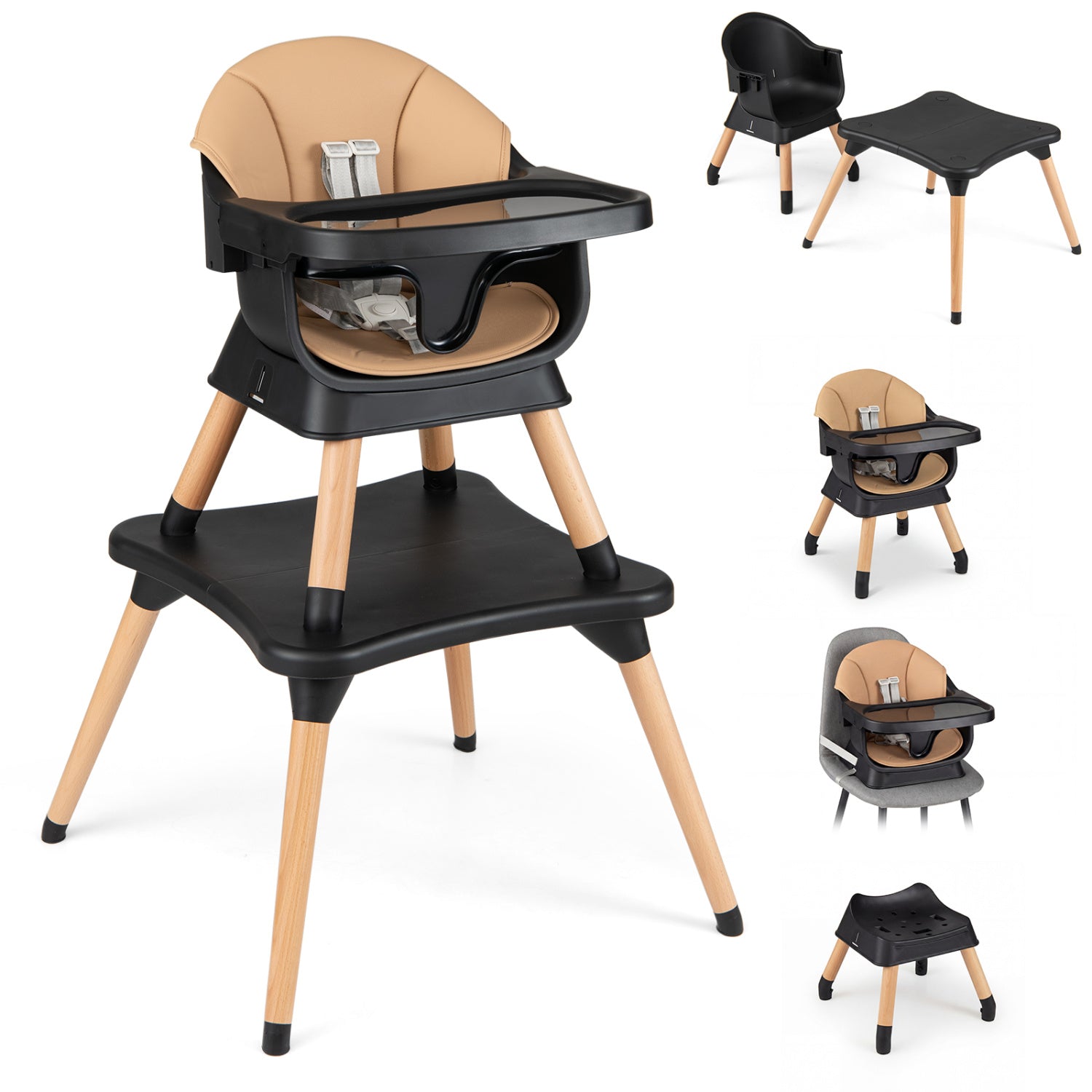 9-In-1 Convertible High Chair, Solid Wood Legs, Black High Chairs Black at Gallery Canada