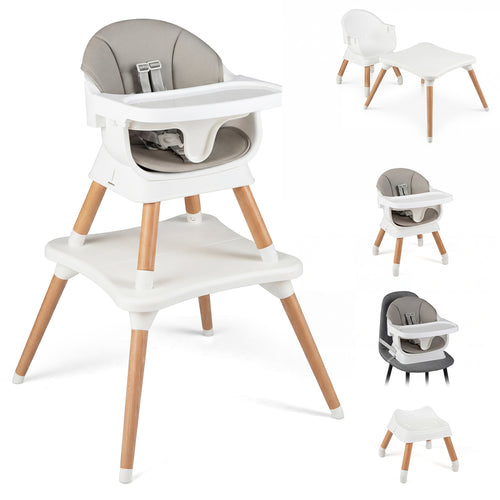 9-In-1 Convertible High Chair, Solid Wood Legs, White
