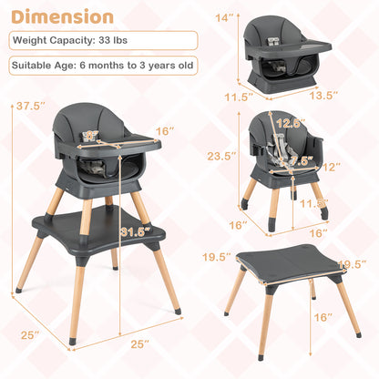 9-In-1 Convertible High Chair, Solid Wood Legs, Gray High Chairs at Gallery Canada