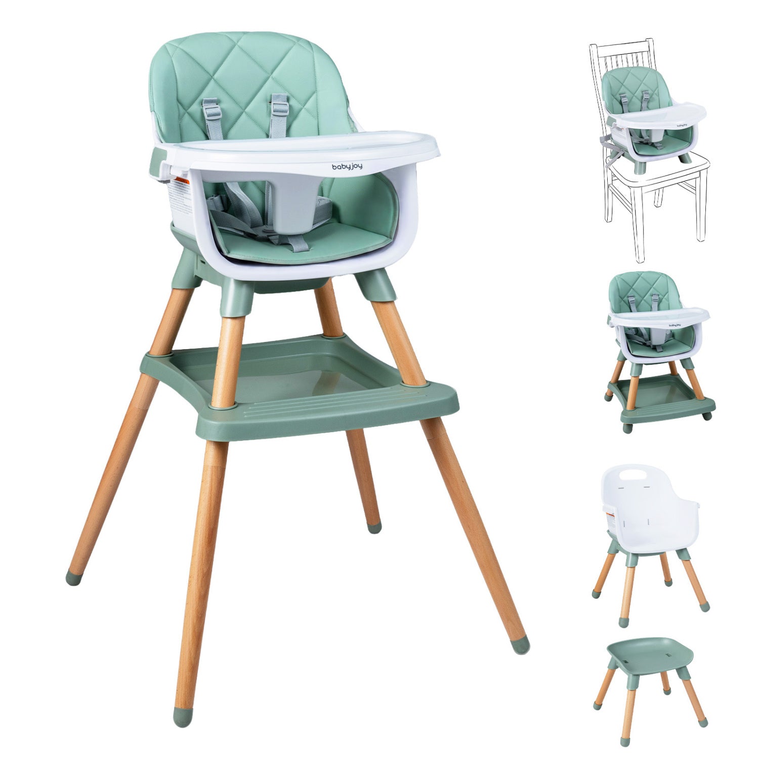 9-In-1 Convertible High Chair, With Seat Cushion, Green High Chairs Green at Gallery Canada
