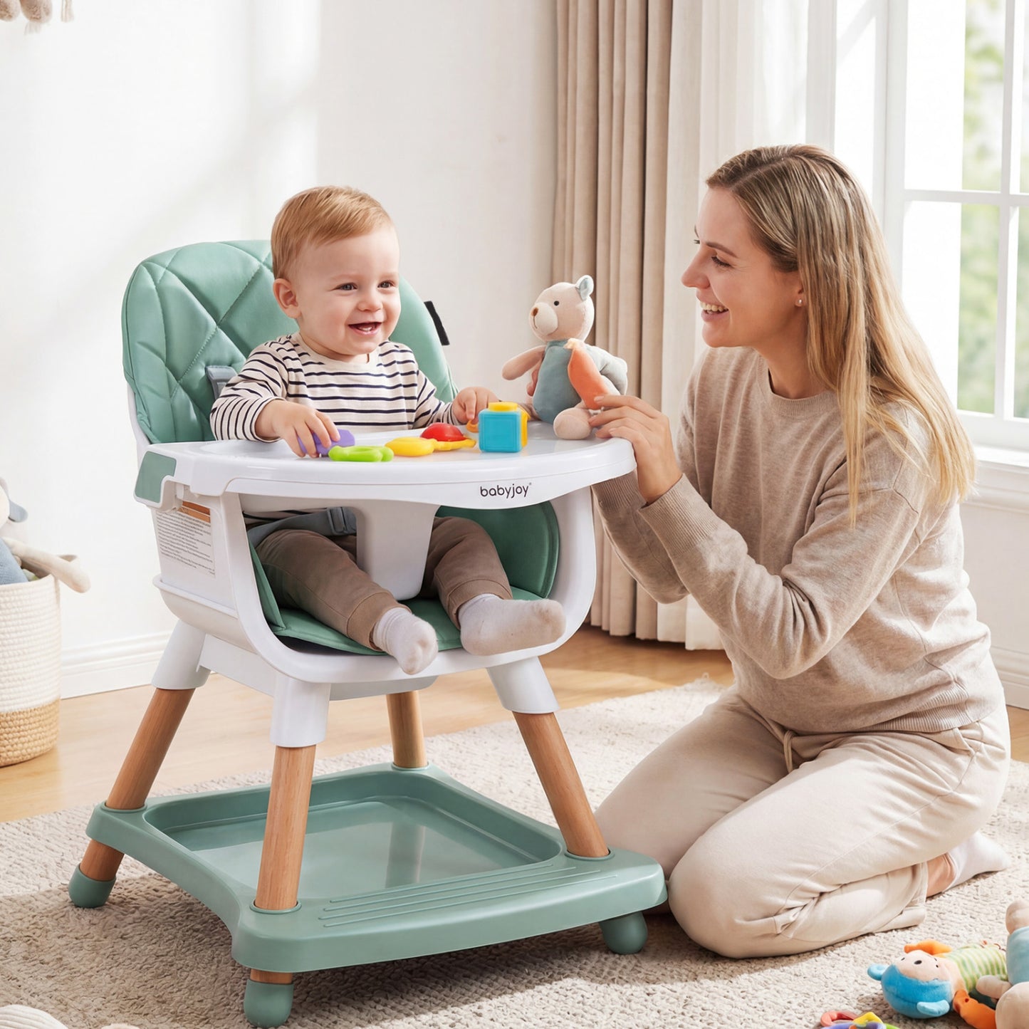 9-In-1 Convertible High Chair, With Seat Cushion, Green High Chairs at Gallery Canada