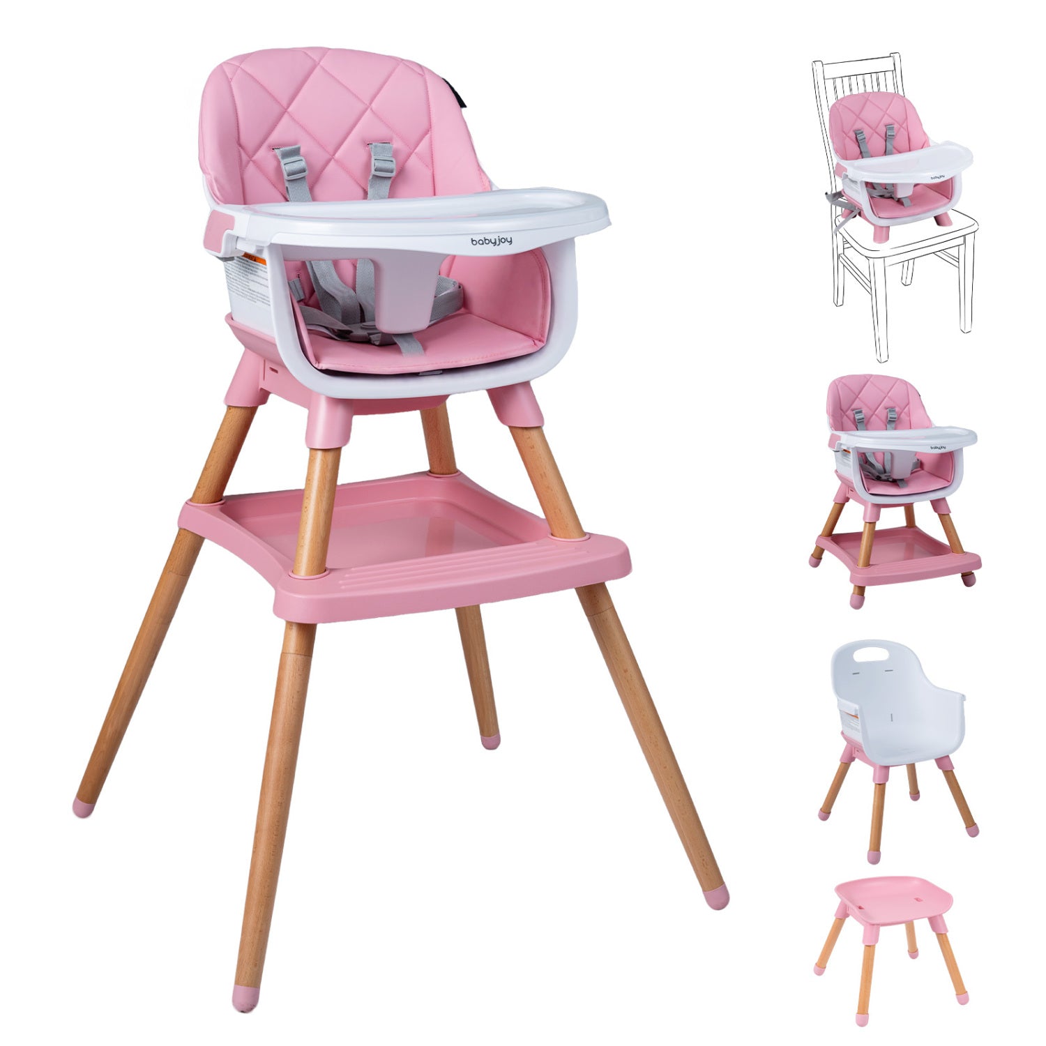 Convertible High Chair For Babies, Toddlers, 9-in-1, Pink High Chairs Pink at Gallery Canada