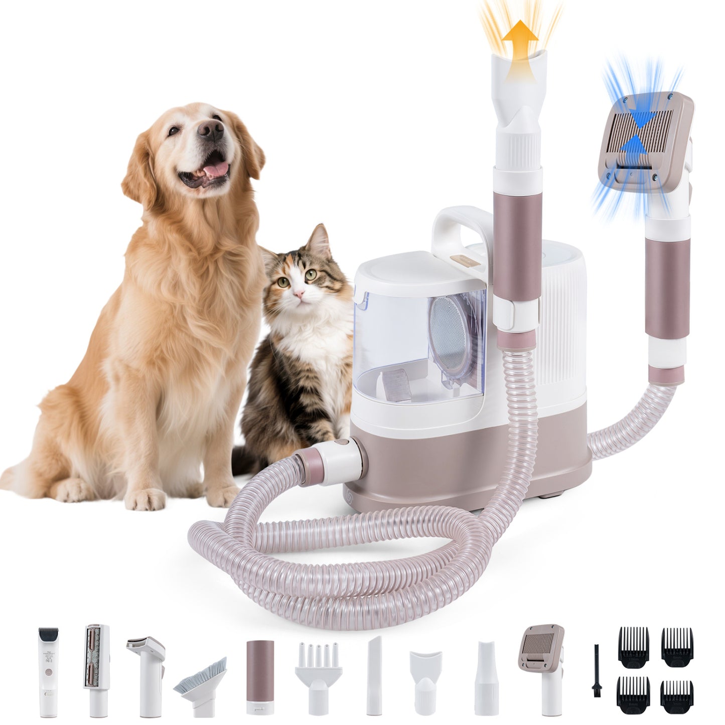 Kit de toilette pour chien à aspiration 9-en-1, 3 modes d'aspiration