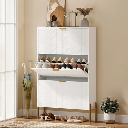 Shoe Cabinet, 3 Flip Drawers, Adjustable Shelves, White Shoe Storage Cabinets & Racks at Gallery Canada