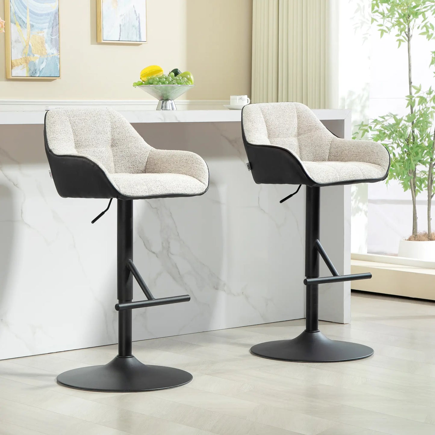 Swivel Counter Height Barstools Set of 2, Adjustable Height, Light Grey Bar Stools at Gallery Canada
