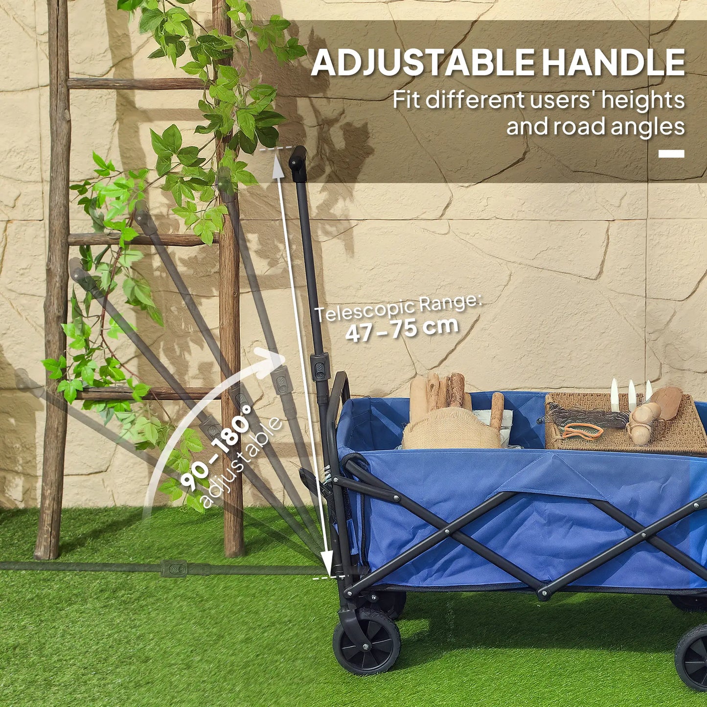 Heavy Duty Collapsible Folding Garden Cart, Universal Wheels, Blue Bike Cargo Trailers at Gallery Canada