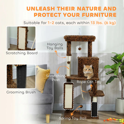 52 Inch Cat Tree With Scratching Posts, Bed, Condo Cat Trees at Gallery Canada