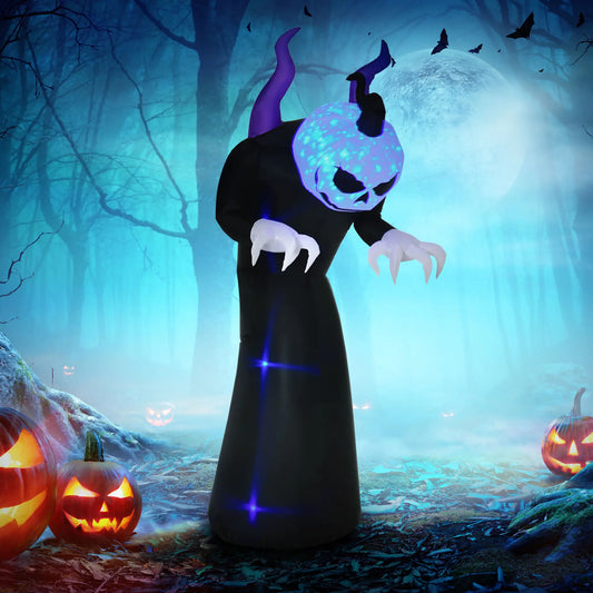 7ft Inflatable Halloween Ghost with Horns, LED Flame Effect, Outdoor Yard Display Halloween Decorations Black at Gallery Canada