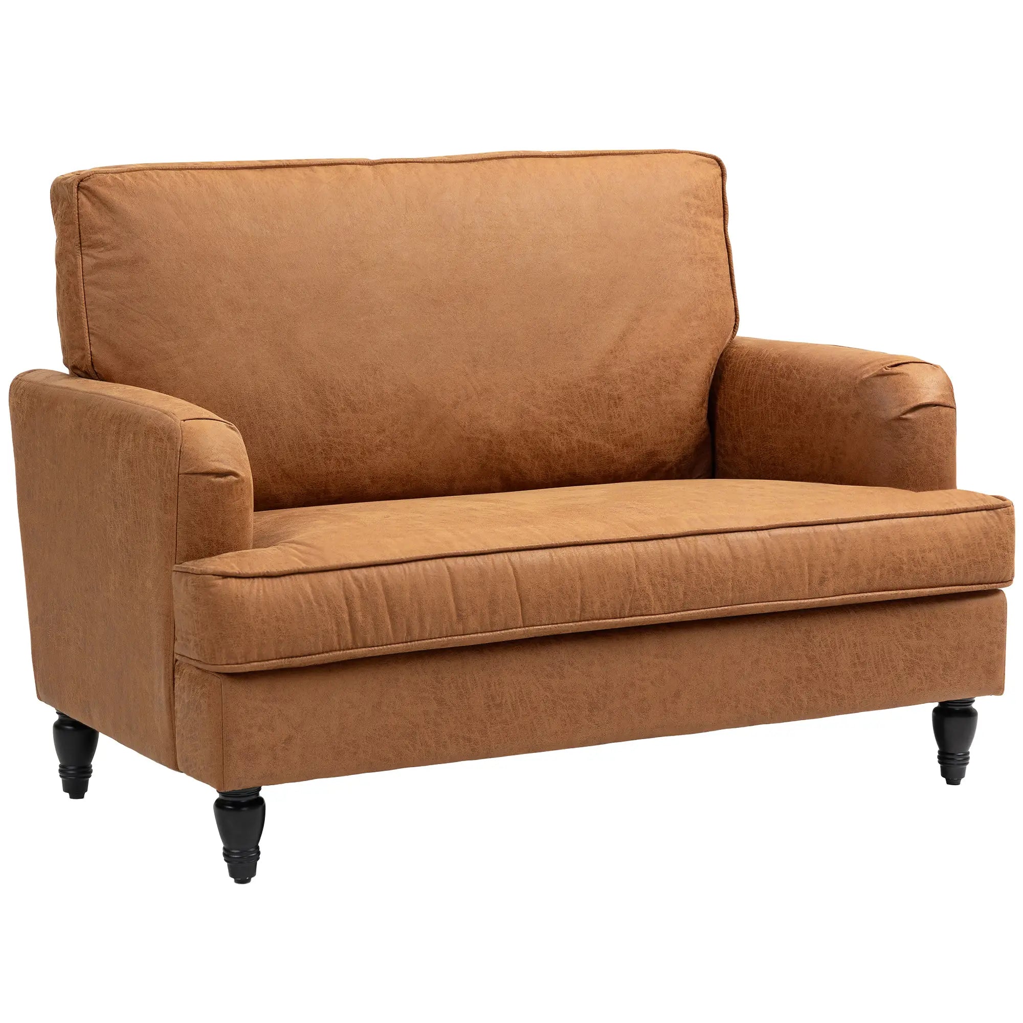 Modern Accent Chair, Microfiber Armchair with Turned Legs, Brown Accent Chairs Brown at Gallery Canada
