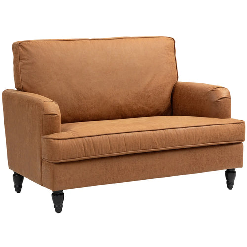 Modern Accent Chair, Microfiber Armchair with Turned Legs, Brown