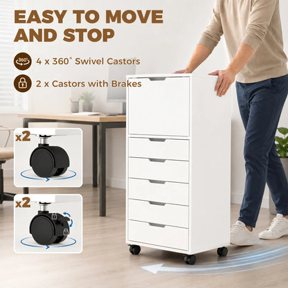 Mobile File Cabinet, 5 Drawers, White Office Cabinets & Cupboards at Gallery Canada