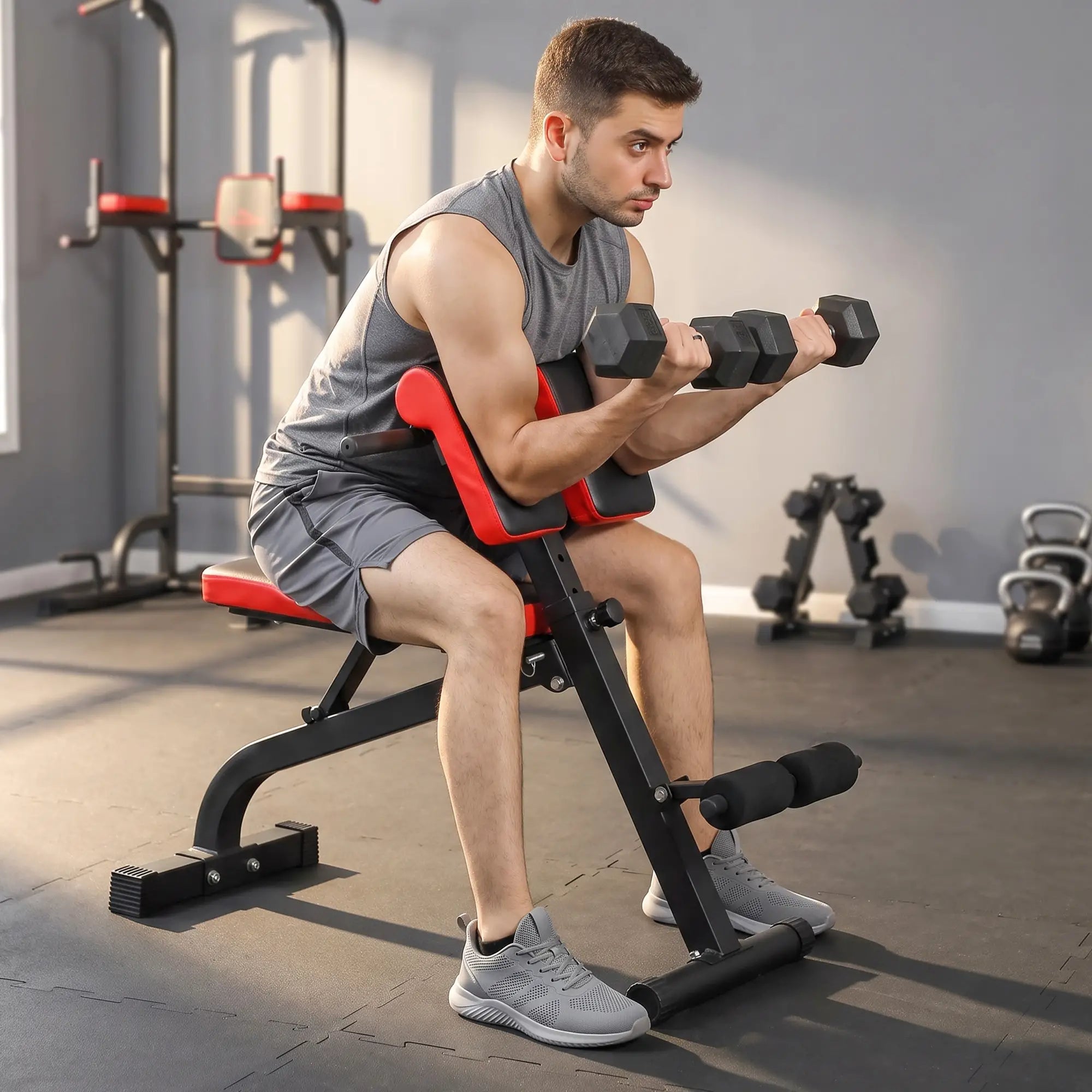 Foldable Roman Chair Hyperextension Bench, 660LBS, Black Weight Benches at Gallery Canada