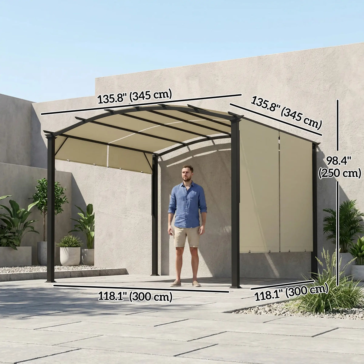 11' x 11' Retractable Pergola Canopy, Patio Backyard, Beige