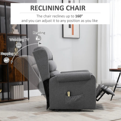 Power Lift Chair Recliner with Footrest, Remote, Side Pockets, Grey Electric Power Lift Chairs at Gallery Canada