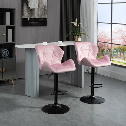 Velvet Bar Stool Set of 2, Adjustable Height, Pink Bar Stools at Gallery Canada