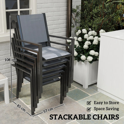 7-Piece Outdoor Dining Set, 6 Stackable Chairs, Rectangle Table, WPC Top Outdoor Dining Sets at Gallery Canada