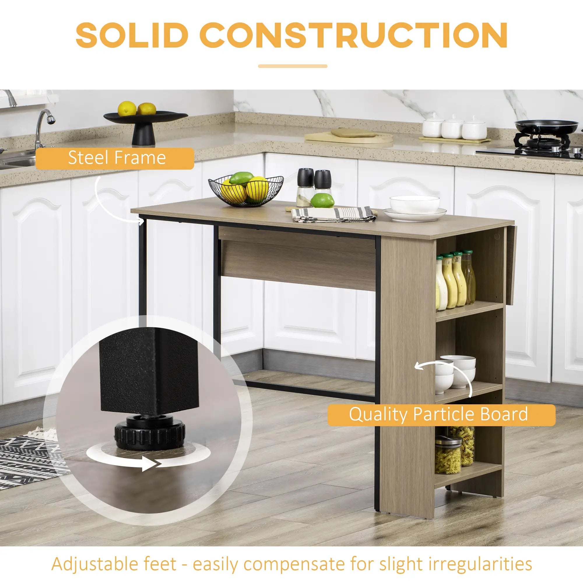 Counter Height Table, Drop Leaf, Extendable, Light Grey Bar Tables at Gallery Canada