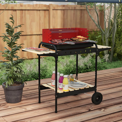 Charcoal Barbecue Grill, Adjustable Height, Portable BBQ Trolley, Red Charcoal BBQ Grils at Gallery Canada