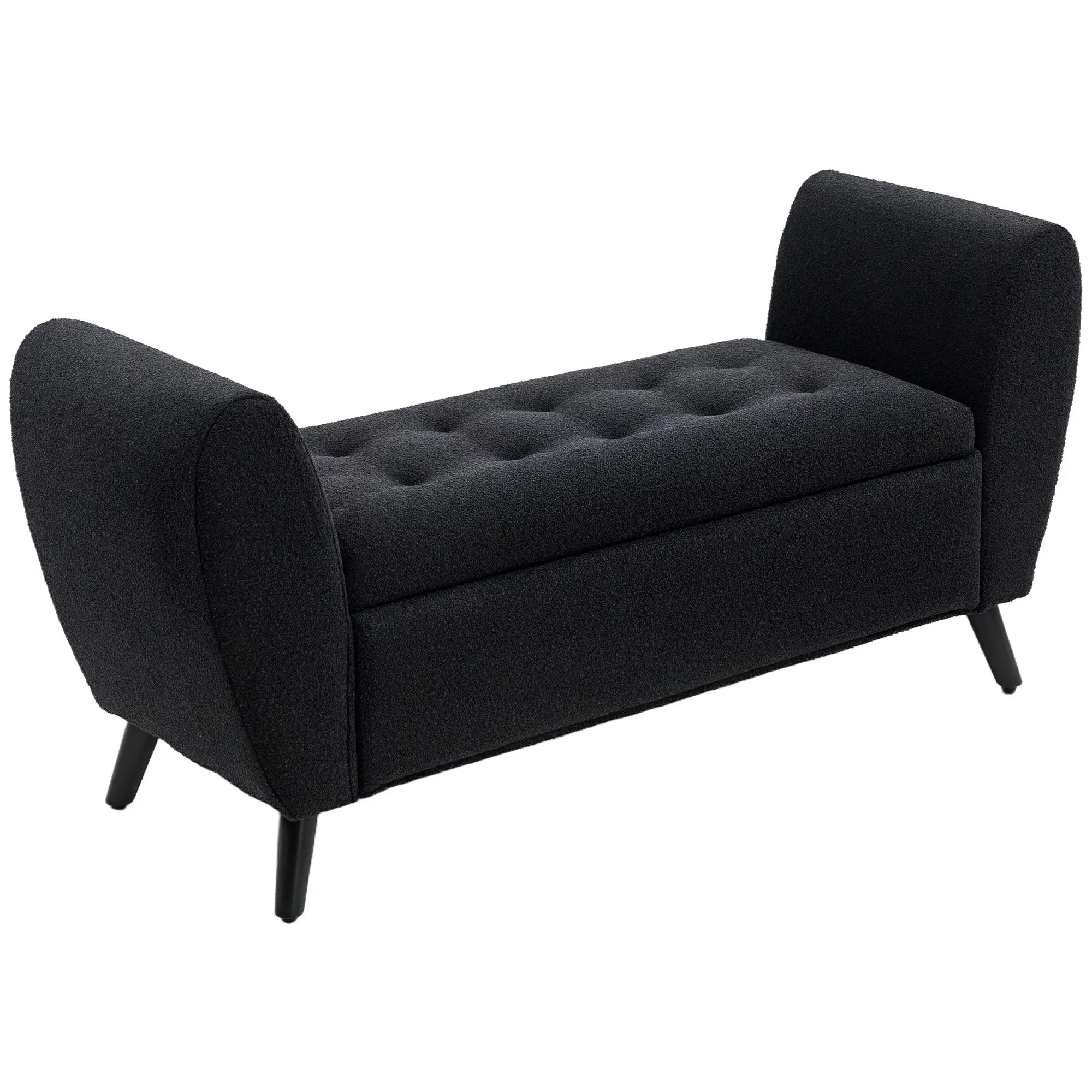 Upholstered Storage Bench with Arms, Modern Ottoman, Black Storage Ottomans & Benches at Gallery Canada