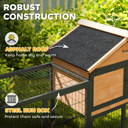 85"L Large Wooden Rabbit Hutch, Outdoor Bunny Cage With Run Box, Yellow Rabbit Hutch at Gallery Canada