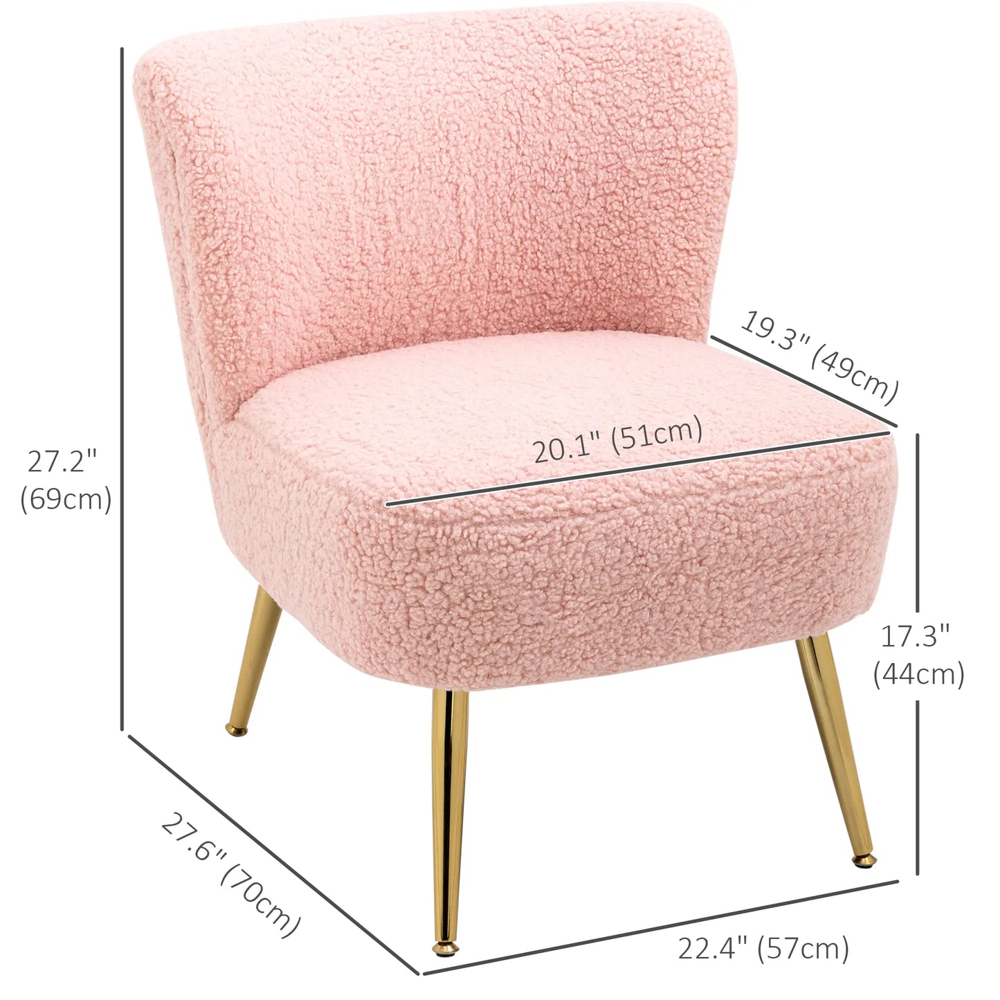 Lounge Chair for Bedroom Living Room Chair with Soft Upholstery and Gold Legs Pink Accent Chairs at Gallery Canada