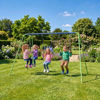 3 in 1 Metal Swing Set, Double Swings, Glider, Green Gym Sets & Swings at Gallery Canada