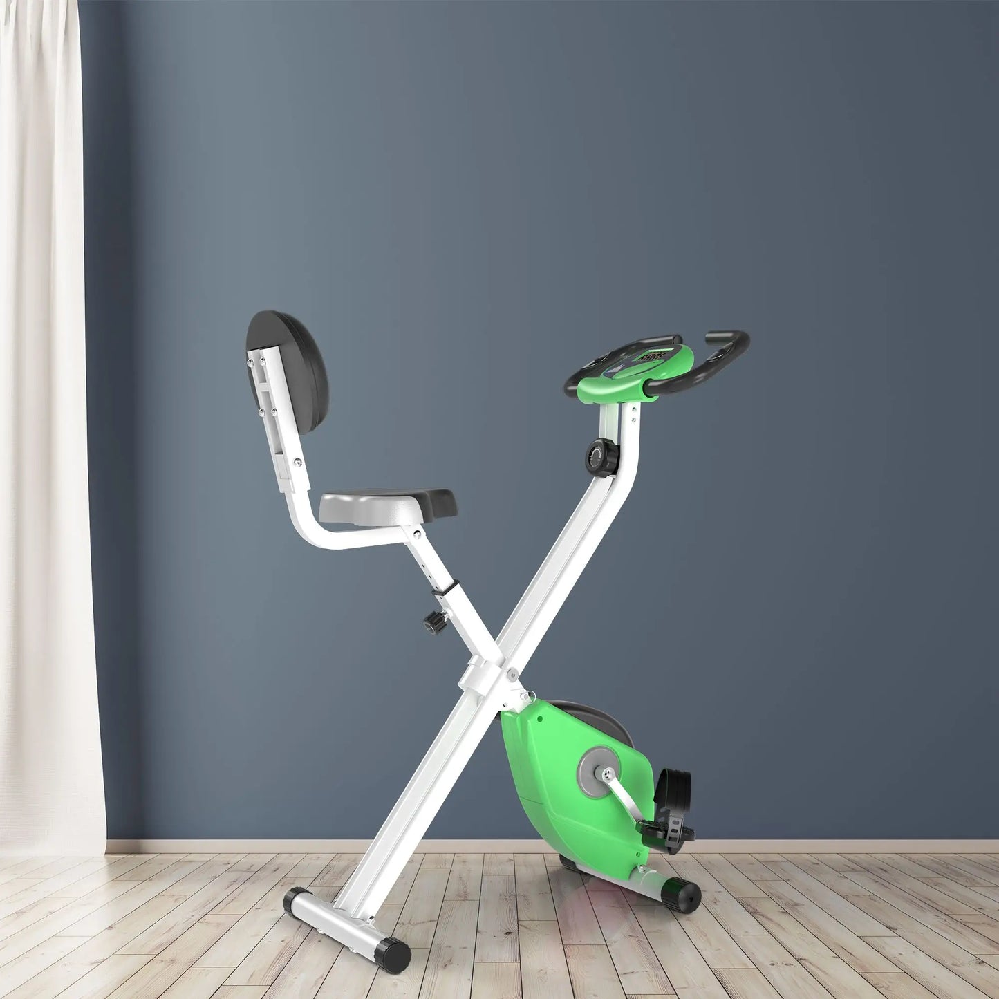 Foldable Indoor Stationary Bike, 8-Level Magnetic Resistance, Green