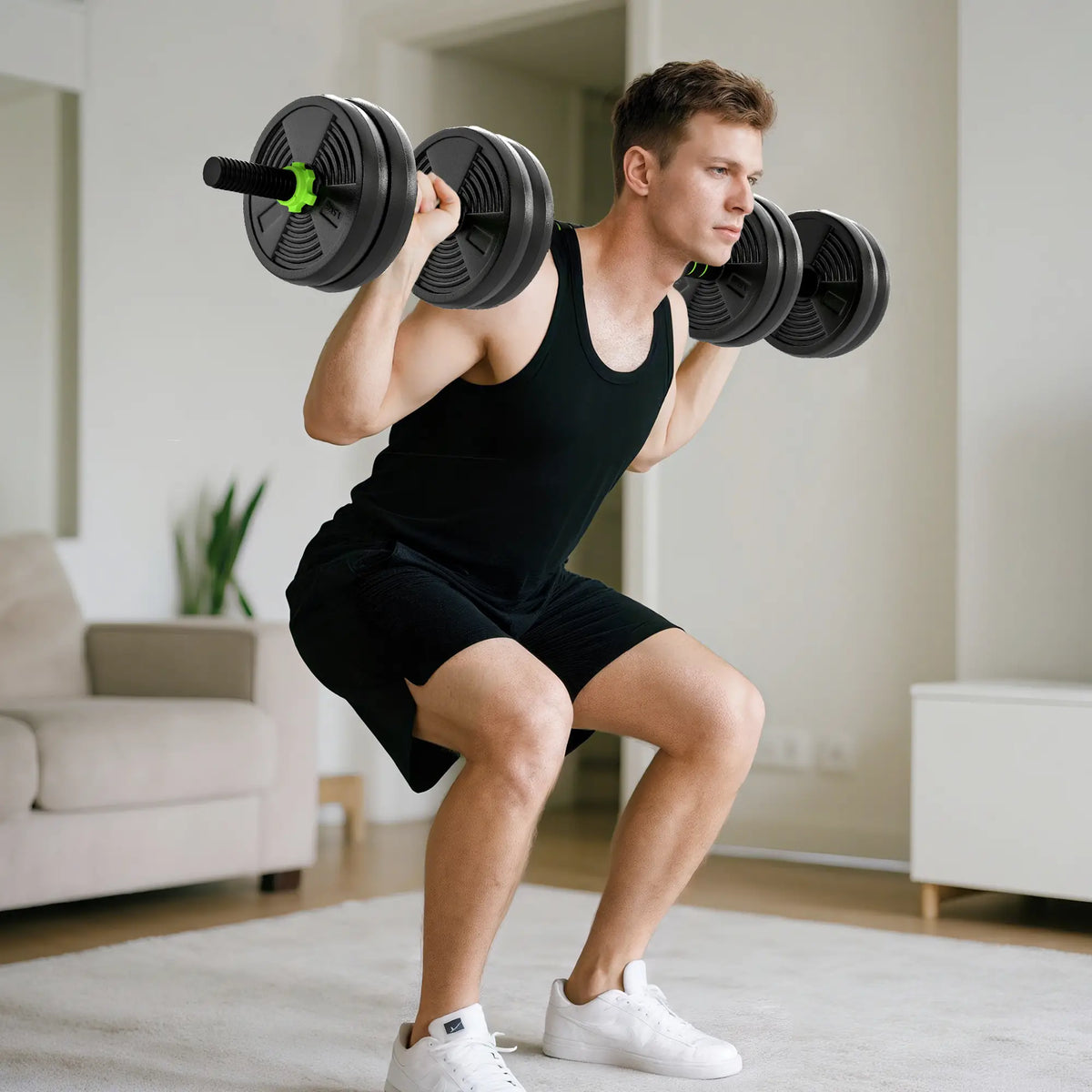 Adjustable Dumbbell Set, 3 in 1 Weights, 33lb with Connector, Non-Slip Grip Dumbbells & Barbells at Gallery Canada