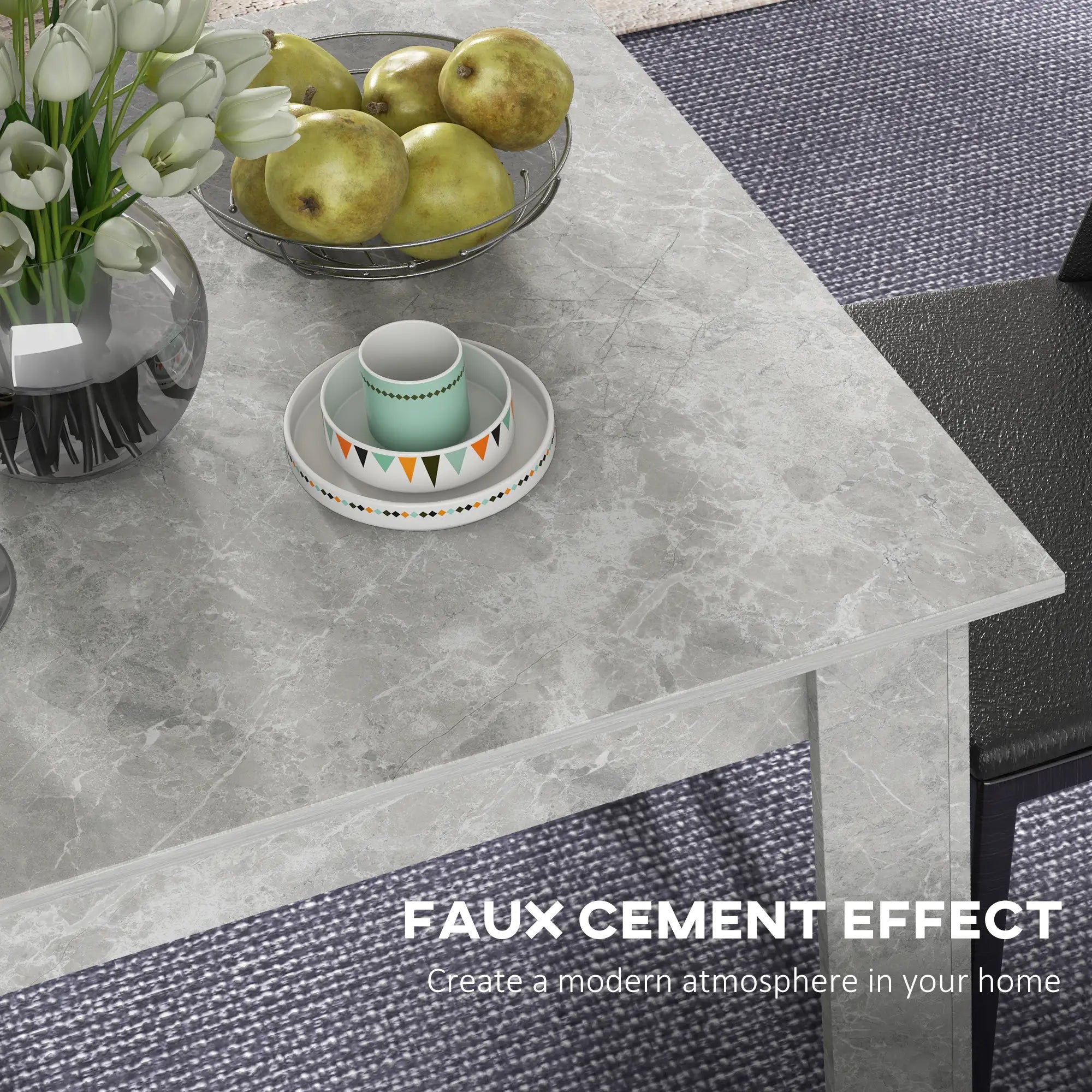 Square Dining Table, Modern Faux Cement Effect, Small Kitchen Table, Cement Grey Dining Tables at Gallery Canada
