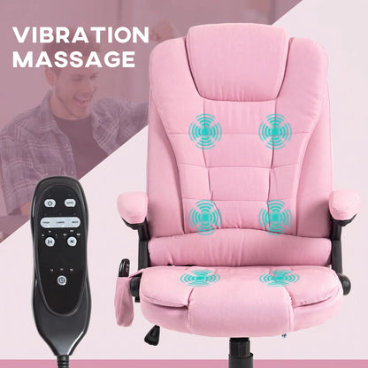 6 Point Vibrating Massage Chair, High Back Executive, Reclining, Swivel Wheels, Pink Massage Chairs at Gallery Canada