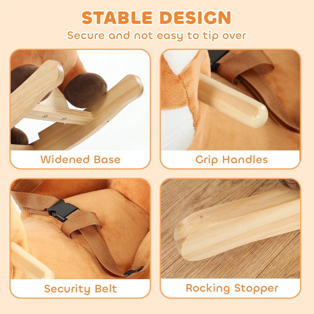 Deer Rocking Horse for Toddlers 1-3 Years, Brown Rocking Horses at Gallery Canada