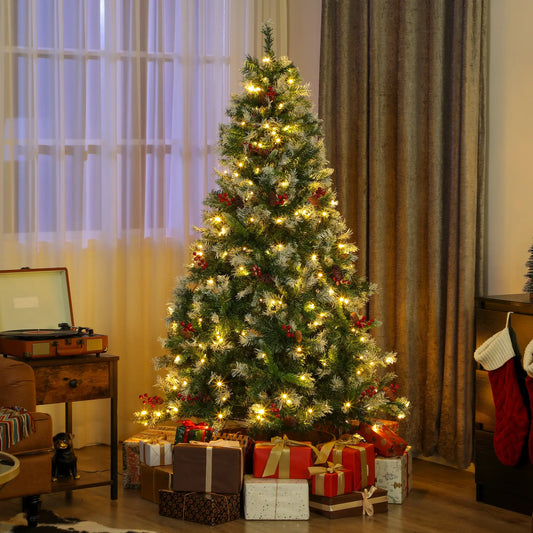 6ft Flocked Prelit Christmas Tree Spruce, Dual Colour, Remote Pencil Christmas Trees Multi Colour at Gallery Canada