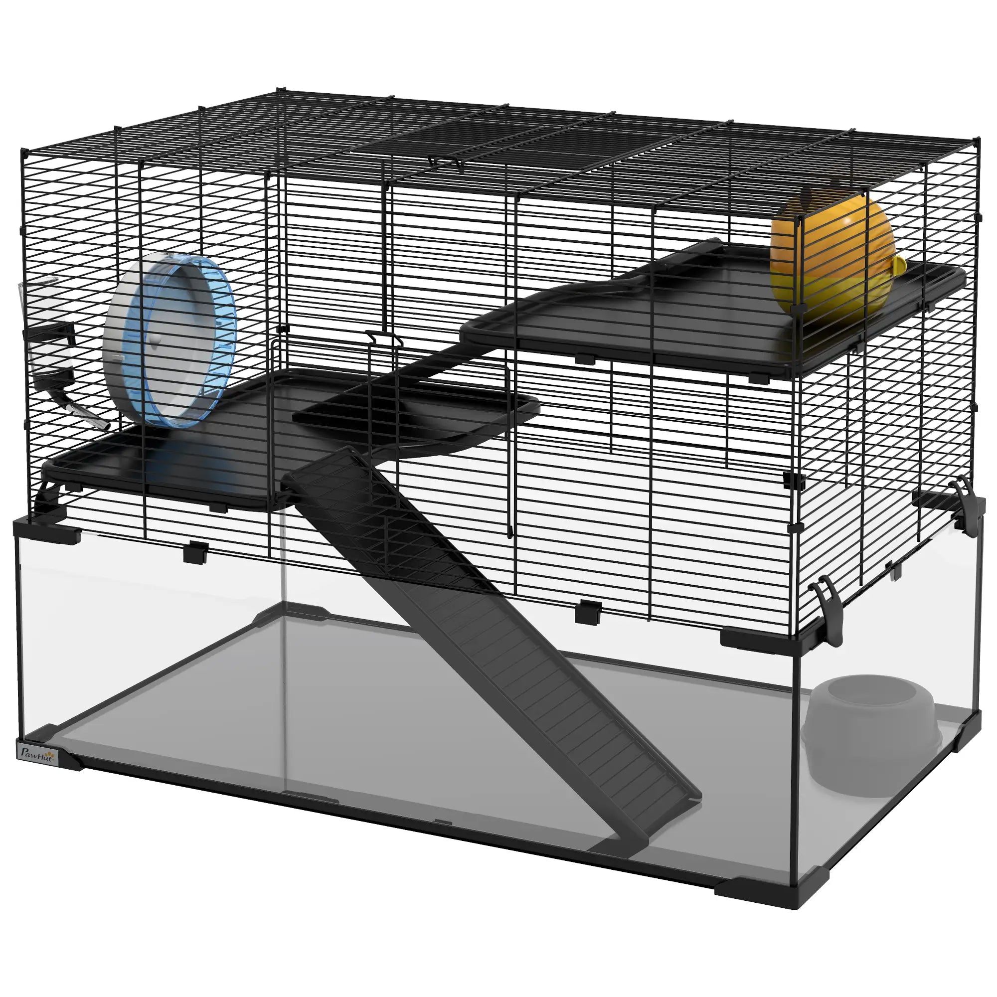 Hamster Cage, Gerbil Cage With Glass Basin, Black Hamster Cages Black at Gallery Canada