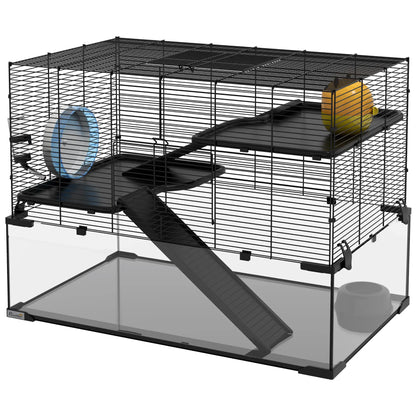 Hamster Cage, Gerbil Cage With Glass Basin, Black Hamster Cages Black at Gallery Canada