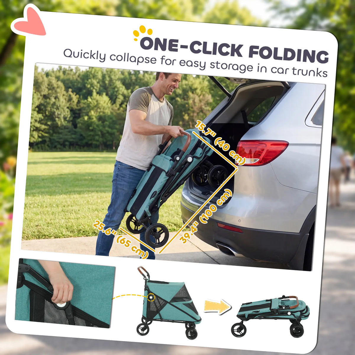 Dog Stroller for Large Dogs Up to 66 Lbs, 4-Wheel Shock Absorption, Turquoise Dog Bike Trailers & Strollers at Gallery Canada