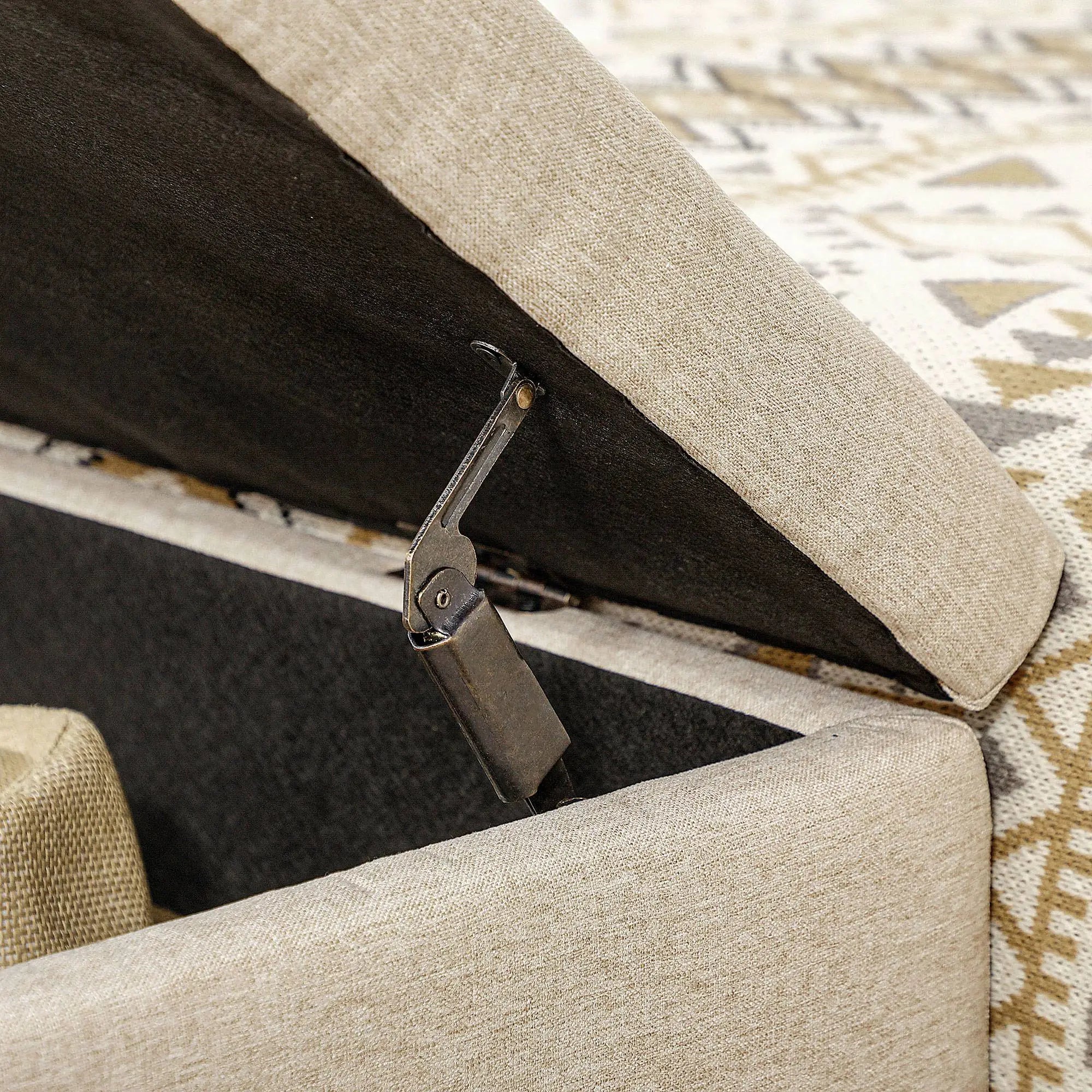Linen Storage Ottoman Bench With Flip Top, Beige Storage Ottomans & Benches at Gallery Canada