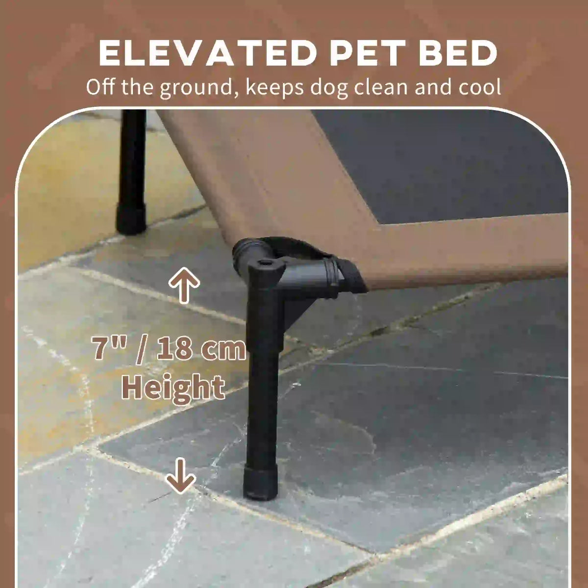 Elevated Dog Bed with Canopy, Portable Dog Cot, 30" x 24" x 29", Coffee Elevated Dog Beds at Gallery Canada