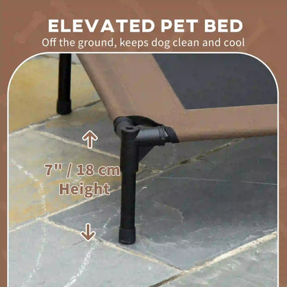 Elevated Dog Bed with Canopy, Portable Dog Cot, 30" x 24" x 29", Coffee Elevated Dog Beds at Gallery Canada