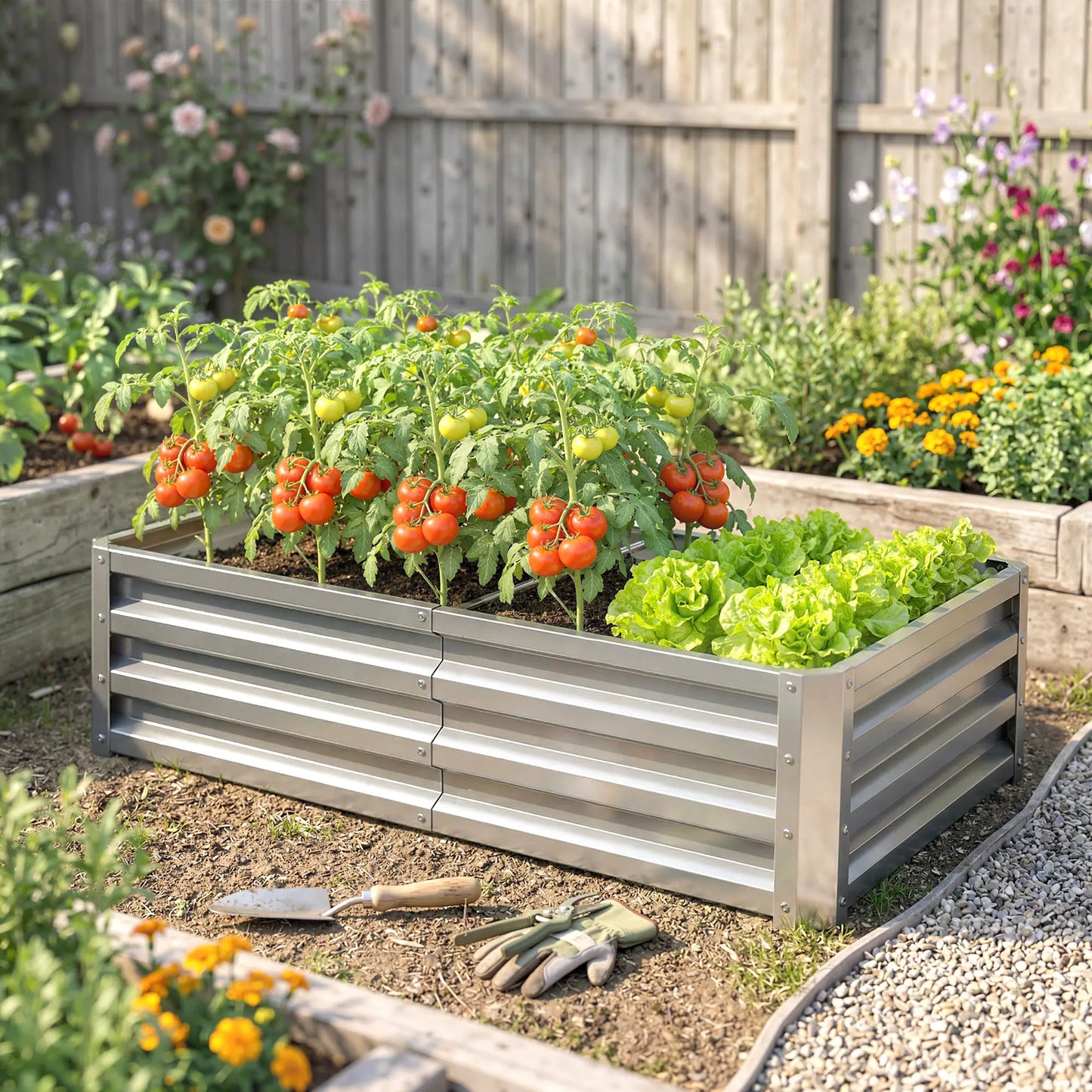 Galvanized Raised Garden Bed, Outdoor Planter Box, 4' x 2' x 1', Silver Raised Garden Beds at Gallery Canada