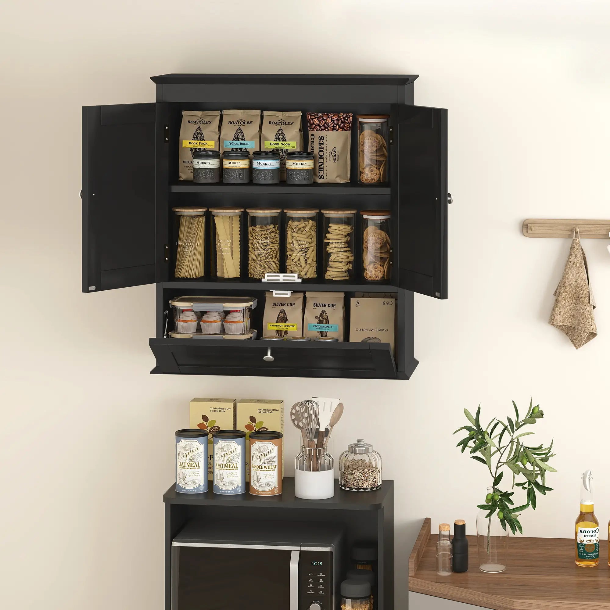 Medicine Cabinet With Adjustable Shelf, Recessed Panels, Black Wall Mounted Cabinets at Gallery Canada