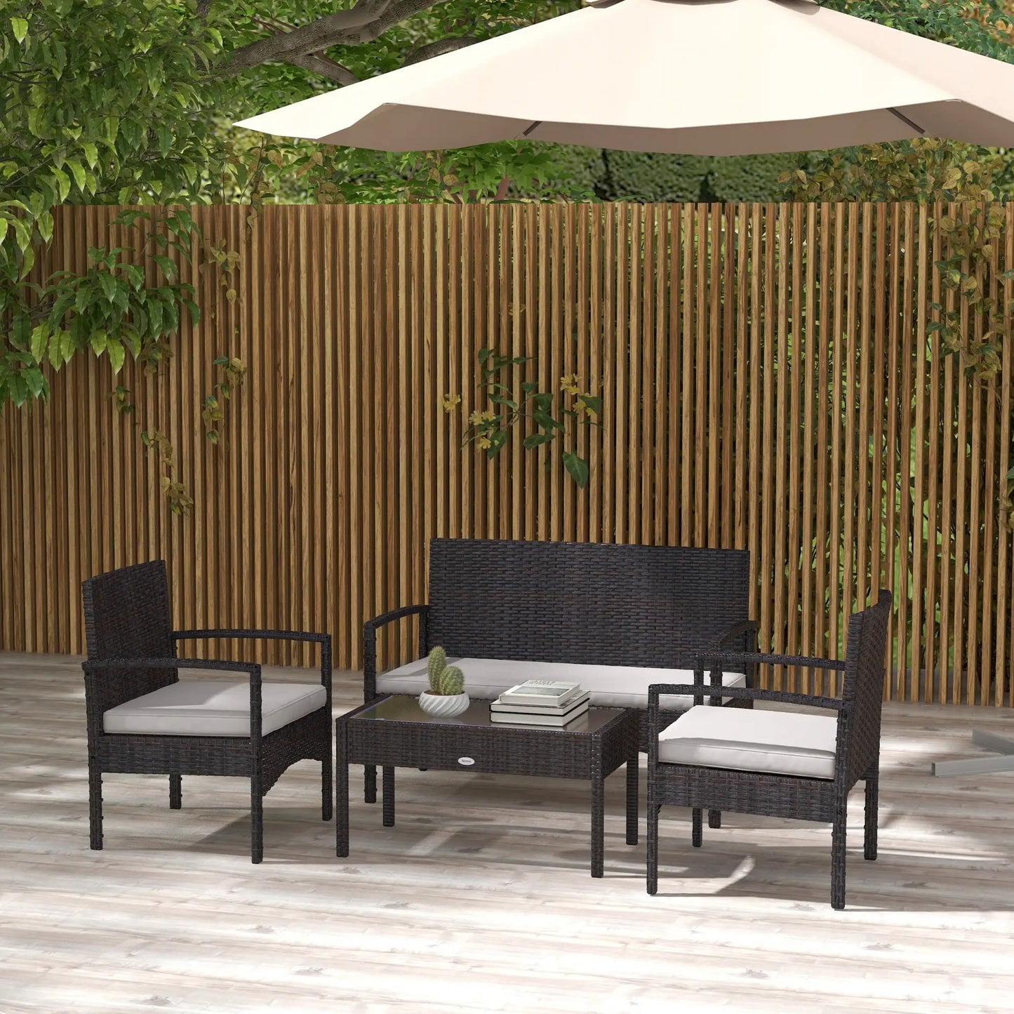 4-Piece Patio Furniture Set, Loveseat, Armchairs, Glass Table, White Patio Furniture Sets at Gallery Canada