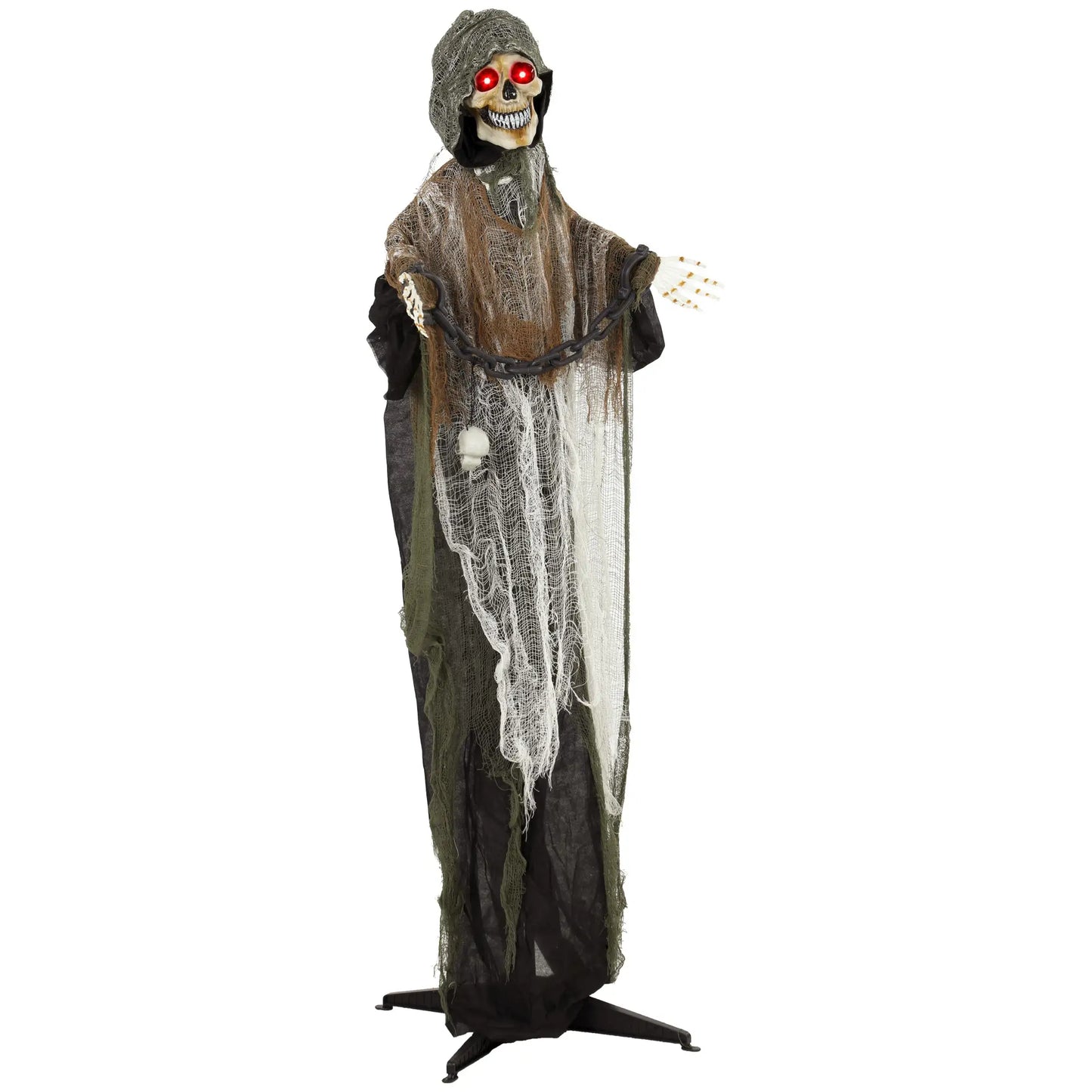 5.6 Ft Animated Grim Reaper Halloween Animatronic, Moves & Glows